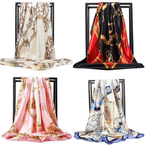 Accessories - Long Satin Silk Scarf Elegant Designer Wrap Fashion Accessory Versatile